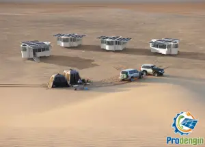 Test in the Dessert Refugee Solution Solar Powered Expandable Economy Dwellings